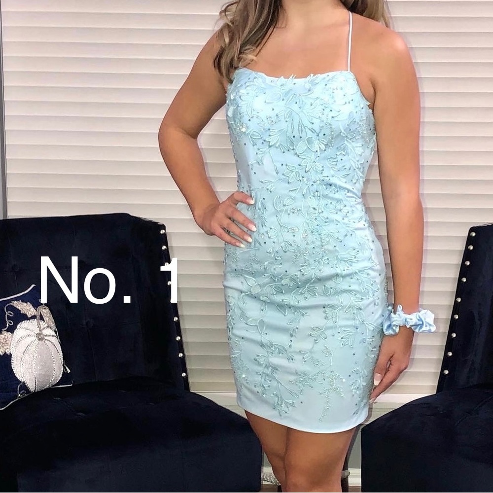 Light blue homecoming cocktail dress